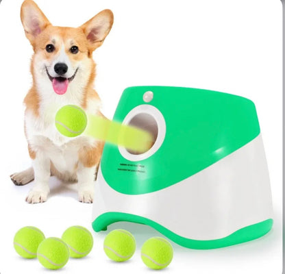 As seen on TikTok! Automatic Ball Launcher for Small and Medium Dogs, USB Rechargeable Ball Thrower,10-30 Ft, Indoor& Outdoor Tennis Ball Thrower, 3PCS Mini Tennis Balls.